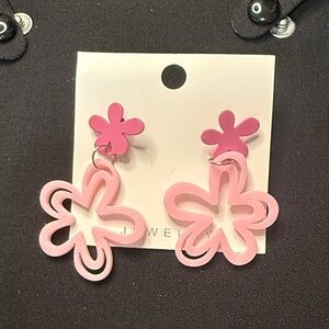 Pink Flower Earrings